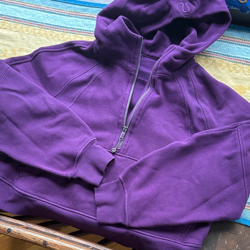 Lululemon Purple Hooded Half-Zip Sweatshirt with Subtle Logo